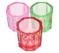Housoutil Lot de 3 Godets en Verre Octogonaux Petits, Pots à Liquide pour Ongles Monomère, Transparents, pour Nail Art et Extensions D'ongles Professionnels