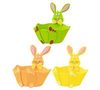 Housoutil Lot de 3 Paniers en Feutrine Lapin de Pâques - Rangement Festif pour Bonbons Décoration Colorée Réutilisable pour Chasse aux Œufs et Fêtes Garçon et Filles