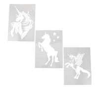 Housoutil Lot de 3 Pochoirs de Peinture Licorne Réutilisables en Plastique Rigide Motifs Festifs pour Activités Artistiques de Noël et Loisirs Créatifs DIY Modèles Précis pour Dessin