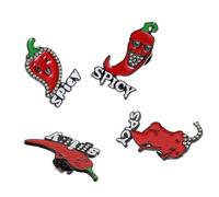 Housoutil Lot de 4 Broches en Alliage Métallique de Piment Rouge, Décorations Colorées pour Vêtements Femme, Accessoires Polyvalents pour Écharpe, Pull et Chemise, Broches de Costume