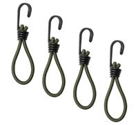 Housoutil Lot de 4 Cordons Élastiques Verts Militaires Crochets, Tendeurs Robustes pour Tente et Auvent, Accessoires de Camping Légers et Compacts Idéals pour Randonnée, Voyage