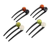 Housoutil Lot de 4 Épingles à Cheveux Françaises de Fourchette, Perles Marron et Noires, Accessoires pour Cheveux Femmes, Coiffures Décontractées et Événements Spéciaux