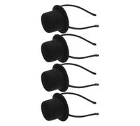 Housoutil Lot de 4 Serrage-Têtes Mini Chapeau Haut-de-Forme Noir Accessoire Rétro Léger en Tissu pour Fête Carnaval et Déguisement Années 20 Bandeaux Ornés pour Femmes Serrage-Tête