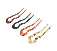 Housoutil Lot de 4 set de Épingles à Cheveux de U Vintage Grand Format Surface Brillante Imprimé Léopard Marron Clair Rouge Léopard Noir Accessoires Coiffure pour Chignons Féminins Maintien