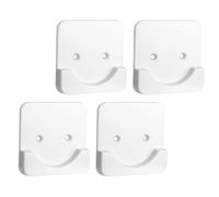 Housoutil Lot de 4 Supports Adhésifs Anti-Dérapants pour Tringle à Rideau Mural Fixation Ronde en ABS Blanc Compatible Tringles Rideaux D’Intérieur