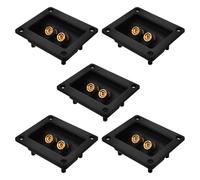 Housoutil Lot de 5 Borniers pour Caisson de Basses 2 Voies Bornes de Raccordement en Cuivre Pur Plaque de Bornier Carrée pour Haut-Parleur Autoradio et Enceinte DIY Connecteurs à Vis