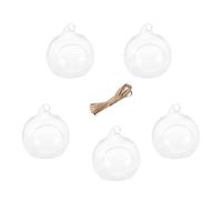 Housoutil Lot de 5 Boules de Verre à Suspendre pour Décoration de Mariage à Suspendre Romantique avec Fond Plat 10 CM en Verre Borosilicate et Corde de 9 Mètres Accessoires pour Cérémonie