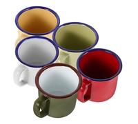 Housoutil Lot de 5 Mini Tasses à Thé Émaillées Colorées 100 Ml Gobelets en Émail Rouge, Blanc, Vert Militaire, Vert Clair et Jaune Clair Mugs Vintage Multifonctions pour Café, Soupe,