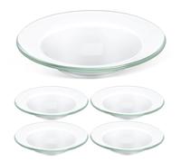 Housoutil Lot de 5 Plat Aromatique en Verre 10 CM, Coupelles pour Brûleur de Cire Fondue Base Stable Antidérapante, pour Lampes à Huile et Parfums d'Ambiance