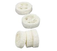 Housoutil Lot de 5 Porte-Savons en Morceaux de Luffa Naturel 5-7 CM Diamètre X 1 CM Épaisseur Tapis de Savonnette Polyvalent Salle de Bain Cuisine Rangement Écologique sans Plastique