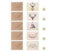 Housoutil Lot de 5 set de sets de Cartes Anciennes de Vœux de Noël Vintage Enveloppes en Papier Lisse Ensemble de Cartes de Festival Rétro pour Envoyer des Souhaits Festifs