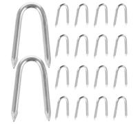Housoutil Lot de 50 Clous de U en Fer 22 X 25 MM Piquets Multifonctionnels pour Clôtures de Jardin Fixation Résistante au Vent pour Grillage et Treillis Métallique
