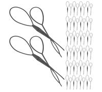 Housoutil Lot de 50 Paires D’Outils à Tresser Français Noirs - Accessoires Coiffure pour Chignons et Queues de Cheval - Ensemble 2 Tailles pour Coiffage Facile et Maintien Sûr Quotidien