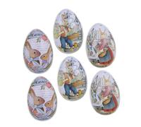 Housoutil Lot De 6 Boîtes À Bonbons Colorées En Forme D'Œufs De Pâques Pour Garçons Style Vintage En Fer Blanc Pour Surprises Printanières Farces Décorations De Fête Coquillages