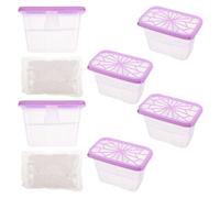 Housoutil Lot de 6 Boîtes Absorbeurs D'humidité en Plastique avec Recharge, Absorption Rapide Placard, Moisissure et Humidité Saisonnière