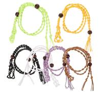 Housoutil Lot De 6 Colliers Porte-Cristal DIY en Bois Et Corde Cirée Tressée, Multicolore, Ajustable, pour Création Bijoux Artisanaux Et Présents Personnalisés