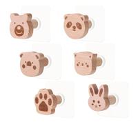 Housoutil Lot de 6 Crochets Adhésifs Muraux en Bois Motifs Animaux Taille Moyenne Décoratifs et Robustes pour Salle de Bain Chambre D’Garçon et Filles et Rangement D’Accessoires