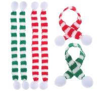 Housoutil Lot de 6 Écharpes Miniatures de Noël pour Décoration de Bouteille de Vin 2 Tailles 2X30 CM Couleurs Rouge et Blanc Vert et Blanc Accessoires Festifs pour Décoration de Salle à