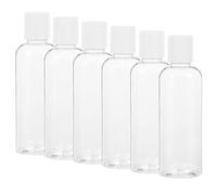 Housoutil Lot de 6 Flacons de Voyage Transparents 100 Ml Bouchons Étanches Blancs Bouteilles de Lotion Rechargeables en Plastique Contenants Multi-Usages pour Shampoing et Gel Voyage