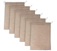 Housoutil Lot de 6 Sacs Réutilisables en Toile de Jute Beige avec Cordon de Serrage, et Pratiques Le Stockage Quotidien des Légumes et Semences