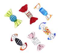 Housoutil Lot de 6 Set de Ornements Décoratifs en Verre Soufflé Murano Figurines Imitation Bonbons Colorés Décorations Festives Miniatures pour Maison Table de Mariage et Sapin de Noël