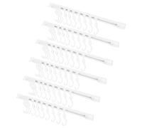 Housoutil Lot de 6 sets de Crochets Coulissants Blancs sans Perçage pour Rail Mural 30 CM Support Multi-Usages en Acier Adhésif Barre Cuisine Pratique pour Ustensiles Casseroles et Salle