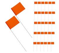 Housoutil Lot de 60 Drapeaux d'Irrigation Orange avec Piquets en Fil d'Acier Robustes pour Balisage de Jardin et Pelouse Marquage Précis pour Arrosage Automatique et Repérage Topographique