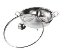 Housoutil Marmite en Acier Inoxydable Épaisse 30 Cm à Double Compartiment avec Couvercle en Verre Trempé, Grosse Casserole Divisée pour Fondue Shabu Shabu, Cuisson Maison et Réunions