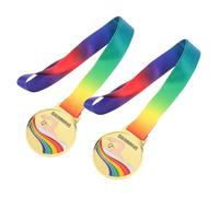 Housoutil Médailles d'or 2 Pièces en Alliage de Zinc avec Rubans Arc-en-Ciel Éclat Solide et Esprit D'équipe en Natation pour Garçon et Filles pour Cérémonies de Reconnaissance