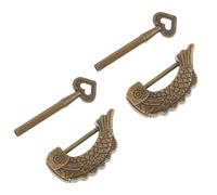 Housoutil Mini Cadenas Vintage, Cadenas de Valise Résistant En Alliage De Zinc, Forme Poisson Avec Clé, Lot De 2, Portable Et Léger, Adapté Pour Voyage Et Boîte De Rangement