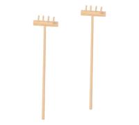 Housoutil Mini Râteau de Jardin Zen en Bambou 14 CM X 35 CM 2 Pièces Accessoire Décoratif pour Bac à Sable Plantes en Pot et Petits Jardins Outil Miniature Léger et Portable