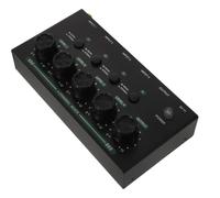 Housoutil Mini Table de Mixage Audio 4 Canaux Noir en Métal et Plastique Contrôle de Signal et Interface Intuitive pour Studio et Broadcasts à Faible Bruit