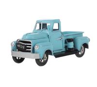 Housoutil Modèle de Camion Vintage en Fer Bleu Classique Décoration Artisanale Robuste pour Bureau et Intérieur Accessoire Photo et Ornement Micro-Paysage Présent Original pour