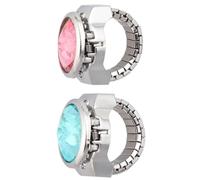 Housoutil Montre Bague Fleur à Couvercle Rabattable pour Femme, Montre de Doigt Créative Adaptée aux Doigts 4.8-6 Cm, Élégant et Original la Fête des Pères Couleur Couleur
