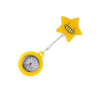 Housoutil Montre Design Cartoon Simple en Plastique Jaune Montre de Poche Suspendue Précise pour Médecin et Travail