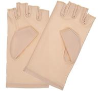 Housoutil Moufles de Protection Manucure sans Doigts Beige Anti-Uv pour Ongles en Gel Paire de Moufles Souples pour Nail Art et Sèche-Ongles Accessoires Indispensables pour Soins