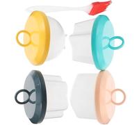 Housoutil Moule à Œufs Vapeur en Silicone Alimentaire, Lot de 4 Cuiseurs Micro-ondes de Cœur Pinceau Inclus, Résistant la Chaleur pour Cuisson Rapide et Pratique des Œufs Couleur Aléatoire