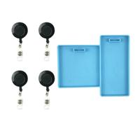 Housoutil Moule en Silicone pour Badges Soi-même, Kit 5 Pièces Portable et Facile à Transporter, pour Créations DIY de Porte-Noms Carrés et Rectangulaires