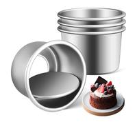 Housoutil Moules à Gâteau Ronds en Alliage d'Aluminium 5 CM avec Fond Amovible - Lot de 4 Petits Moules Antiadhésifs pour Pâtisserie Maison Cuisson Uniforme et Démoulage Facile