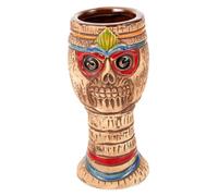 Housoutil Mug Tiki Céramique Pour Cocktails à Boisson Original Avec Design De Crâne Pour Fêtes Hawaïennes Et Bars Utilisable Comme Décoration Ou Support à Stylo