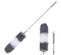 Housoutil Nettoyeur Microfibre Manche Extensible Flexible pour Poussière Ventilateurs Plafonds Hauts et Zones Difficiles d'Accès Ensemble Complet Gris-Blanc Plusieurs styles