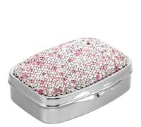 Housoutil Organisateur de Pilules Compact en Métal avec Décoration, Mallette Portable Élégante et Compartiments Multiples pour Protection Quotidienne des Remèdes