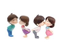 Housoutil Ornement de Couple Artisanal 2 Ensembles Miniatures Micro-paysages Décoratifs pour Saint-Valentin et Mariage, Figurines de Poupées Blanches Roses et Bleues Violettes, Décoration