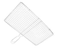 Housoutil Panier à Griller en Acier Inoxydable 21X39 CM Grille à Poisson Métallique Clips Support Barbecue pour Poissons et Légumes Accessoire Barbecue Camping Extérieur