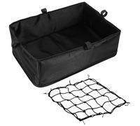 Housoutil Panier à Vélo Noir en Tissu Oxford avec Doublure Amovible et Filet Cargo, Robuste et Léger, pour Balades en Famille et Transport de Matériel de Camping