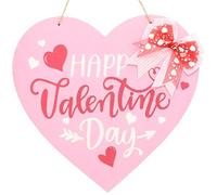 Housoutil Panneau en Bois Forme Cœur d'Amour Noeud Décoratif Décoration Murale Suspendue pour Saint-Valentin Plaque de Porte Décorative Romantique pour Maison et Porche Extérieur