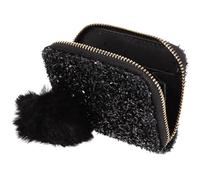 Housoutil Paquet de Rangement Maquillage Noir à Paillettes, Trousse de Toilette Compacte en PU pour Voyage, Trousse à Cosmétiques Portable, pour Femmes et Filles en Usage Quotidien