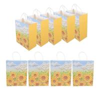 Housoutil Paquet Présent en Papier Kraft avec Anses, Motif Tournesol Élégant Résistant à Déchirure Lot de 10 pour Shower ou Petites Boutiques