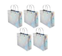 Housoutil Paquet-présents Argenté 5 Pièces en PVC Imperméables, Portables | Rangement Pratique pour Fruits et Livres, Usage la Cuisine ou Chambre, Format Léger, Lot de Cinq