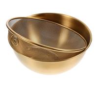 Housoutil Passoire en Acier Inoxydable 22 CM Panier Égouttoir à Mailles Fines Bol Mélangeur Doré Set 2 Pièces pour Lavage Riz et Légumes Usage la Cuisine et Camping